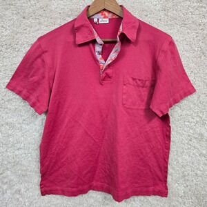 Vintage Brioni Polo Shirt Mens Large Pink Paisley Trim Made in Italy Old Money